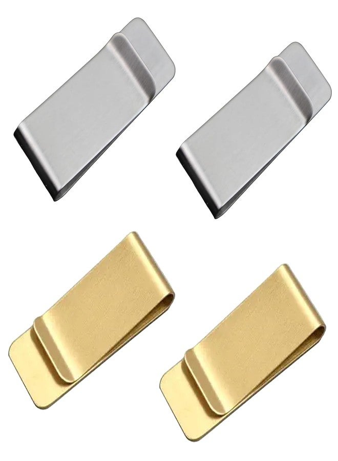 Indusoire 4 Pcs Money Clip for Men, Slim Metal Cash Clip with Card Holder, Minimalist Wallet Alternative for Business Professionals, Travel Essentials(Silver*2 + Gold*2) - Image 1